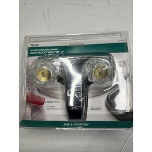 Double Handle Bath Faucet With Pop Up Chrome Finish. Bath Room. New